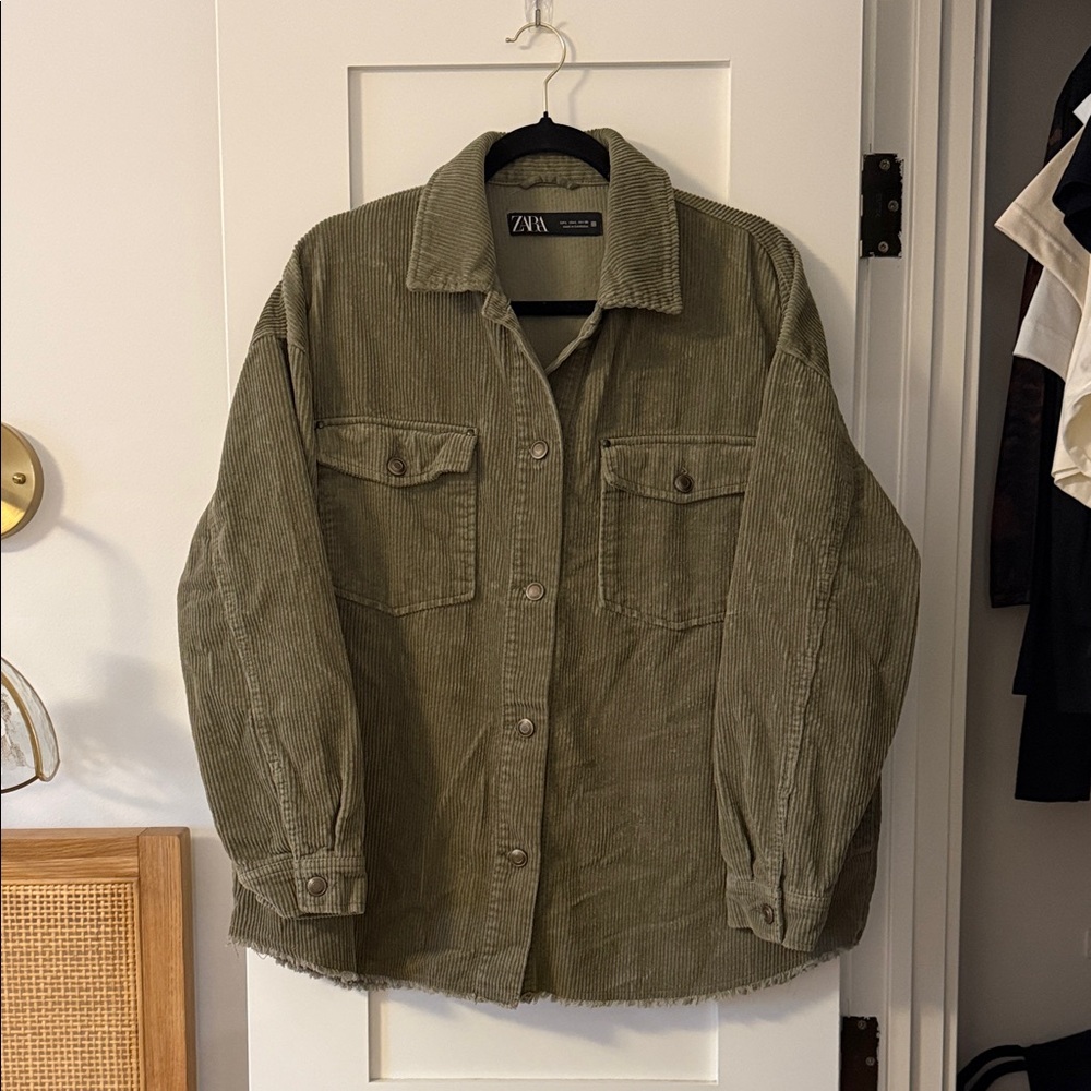 CLEARANCE Zara Khaki Corduroy Button-Up Shirt